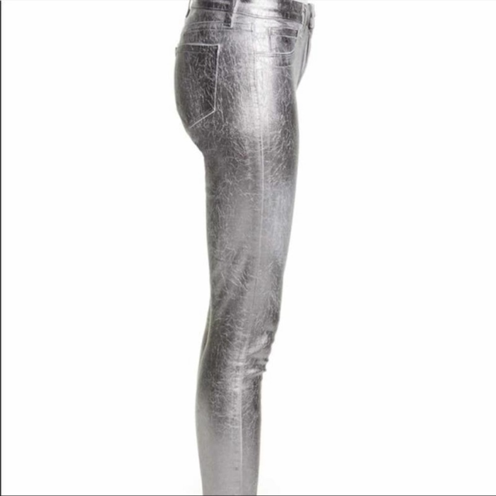 NWOT L’AGENCE Margot high rise crackled foil metallic denim - Picture 2 of 16